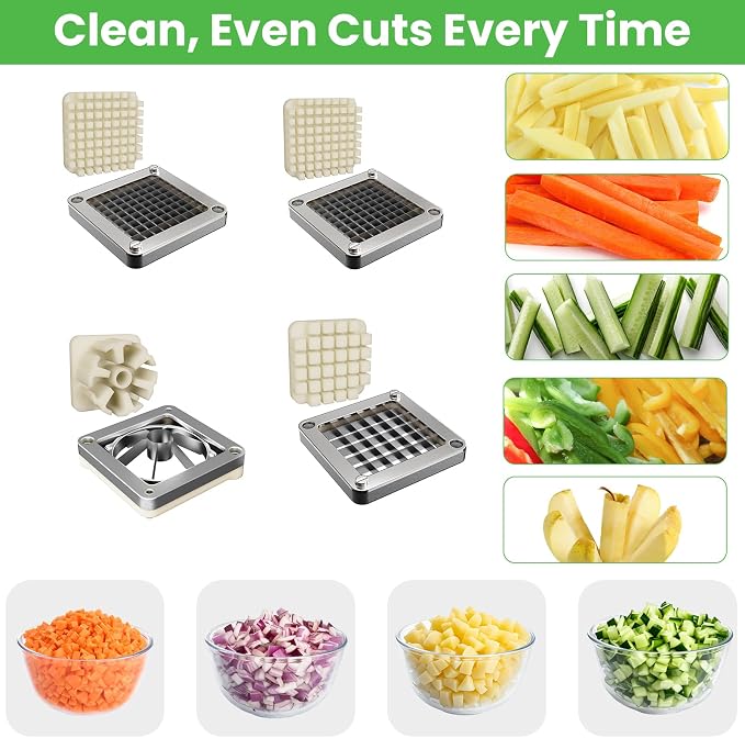 6 Wedge Slices Replacement Chopper Blade, 420j2 Stainless Steel Interchangeable Blade & Pusher Block Set for Commercial Vegetable Dicer Fruit Cutter