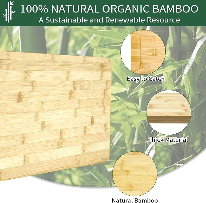 Bamboo Cutting Board for Breville BOV800XL 860BSS 845BSS Smart Oven &Emeril Lagasse Everyday 360 Air Fryer, Heat Resistant Silicone Feet, Creates Storage Space, Protects Countertops and Cabinets