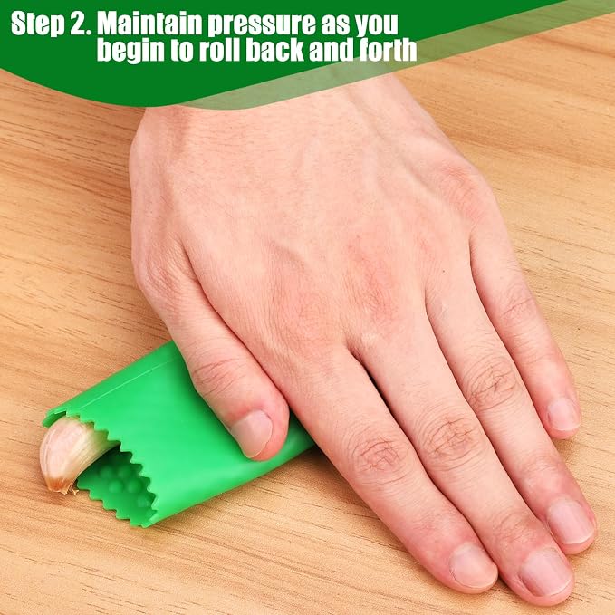 Sinnsally Garlic Peeler Skin Remover Roller Keeper,Easy Quick to Peeled Garlic Cloves with Silicone Tube Roller Garlic Peeling Kitchen Tool (5 Colors)