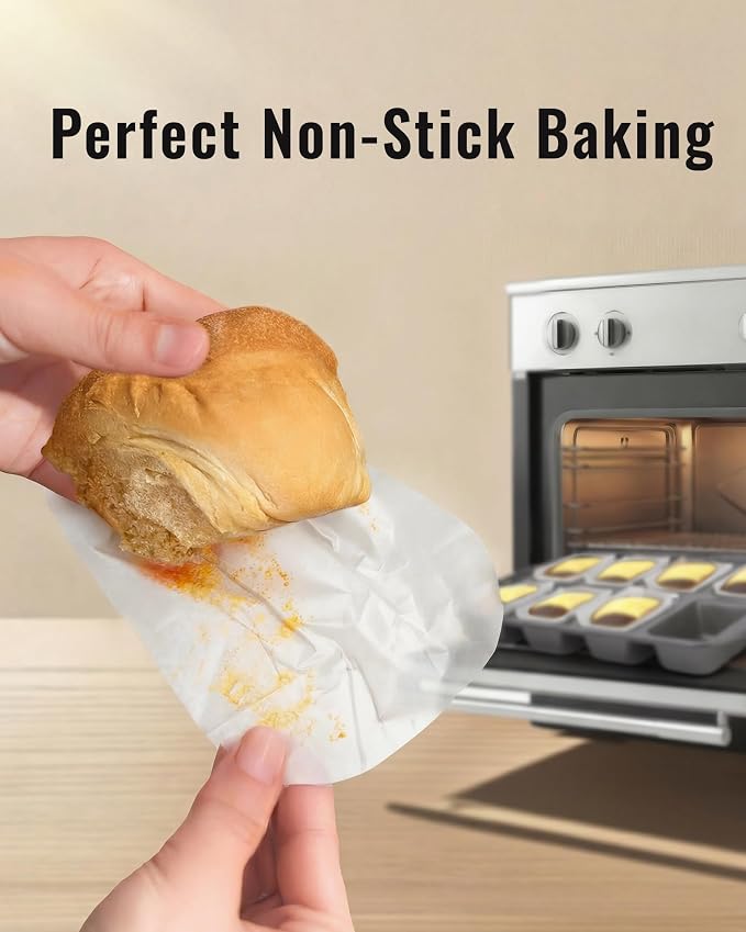Bake Choice 100 Mini Loaf Pan Liners Compatible with Wilton Mini Loaf Pan | 3.15 * 1.97 * 1.57inch, White Parchment Paper Cupcake Liners, Petite Loaf Baking Cups for Cupcake, Muffin, Brownies
