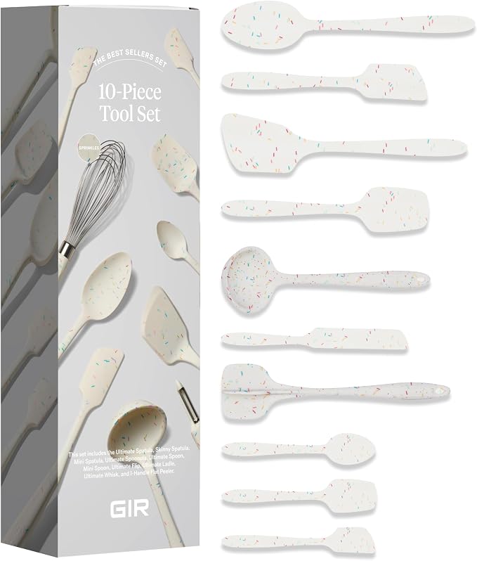 GIR: Get It Right 10-Piece Silicone Ultimate Kitchen Utensil Set – Spatulas, Ladle, Flip, Spoons, Whisk, Peeler & Spoonula – Nonstick, Non-Toxic, Heat-Resistant – Sprinkles