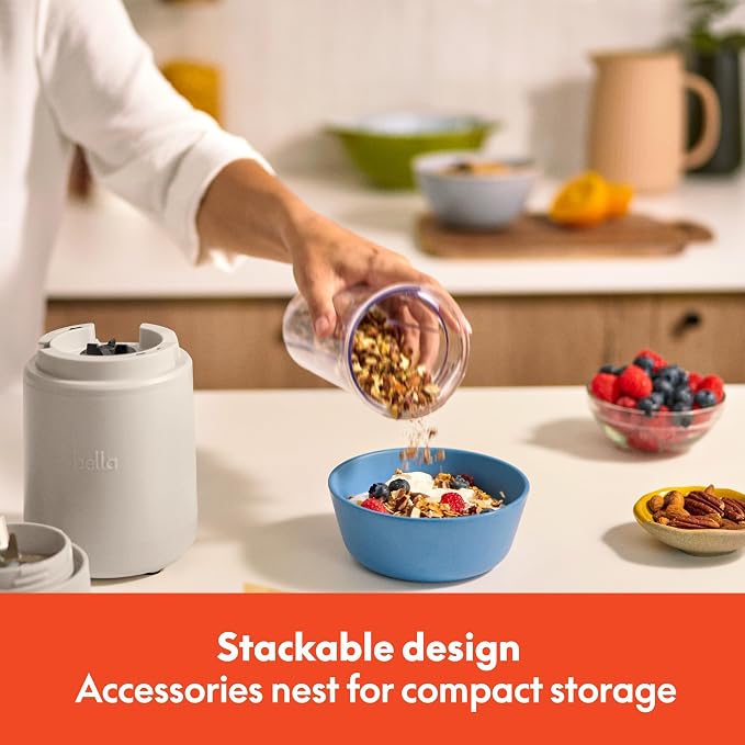 bella Rocket Blender 6-Piece Set with Stacking Cups, Oatmilk