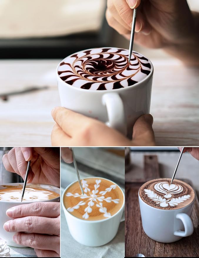 Milk Frothing Pitcher, 20oz Stainless Steel Milk Frother Cup Steaming Pitcher, Cappuccino Espresso Accessories Coffee Bar Barista Tools, Metal Steamer Cup Milk Jug with Latte Art Pen, Matte Steel