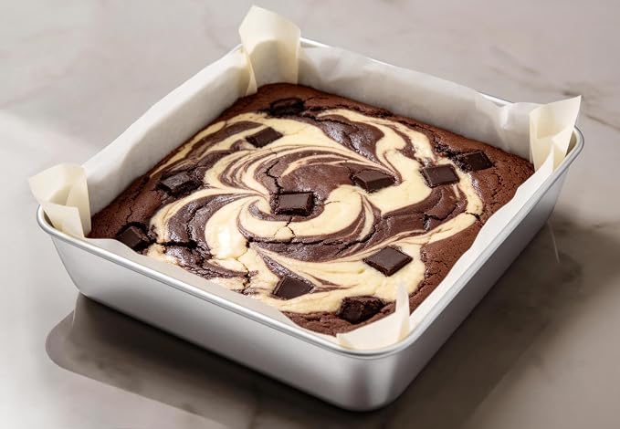 Leonyo Non-Toxic Stainless Steel 8x8 Baking Pan Square Cake Pan, 2 Pack | Commercial-Grade Metal 8x8IN Pan Square Baking Dish For Brownie, Cornbread, Banana Bread, Lemon Bars, Dishwasher Safe