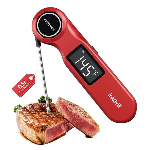 Instant Read Grill Thermometer, ±0.5°F Accuracy Meat Thermometer | Wireless Digital Oven Meat Thermometer with Clearer Backlit Screen for Outdoor Grill BBQ Steak Turkey Rechargeable Waterproof