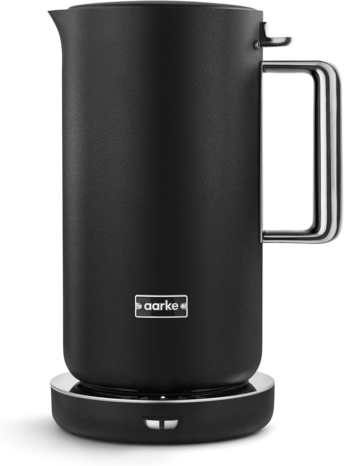 Aarke Kettle - Electric Stainless Steel Tea Kettle 1.2L (40oz), Matte Black | Temperature Control, Non-Drip Spout, Double-Wall Construction, Dry Boil Protection, Heat-Safe Handle, LED Cool-Down Indicator