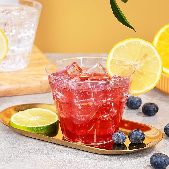 BYSNOW 300 Pack 9 oz Clear Plastic Cups, Disposable Plastic Cocktail Cups | Disposable Heavy Duty Clear Drinking Cups, Hard Punch Plastic Wine Glasses Cups for Party, Wedding, Home, Soda, Juice