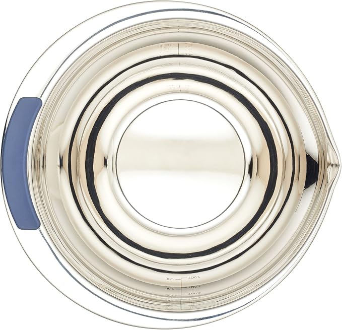 Ayesha Curry Kitchenware Pantryware Stainless Steel Nesting Mixing Bowls, 3-Piece Set, Silver with Color Accent Handles