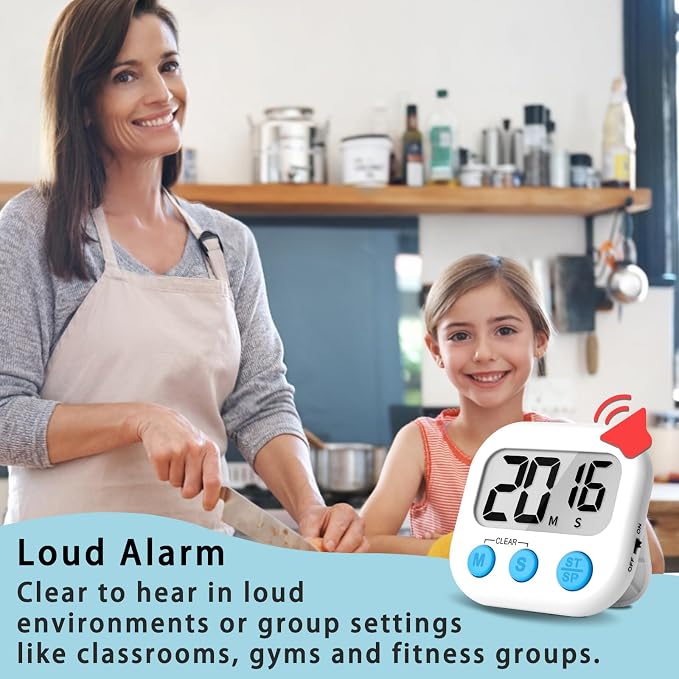 Lasubst Digital Kitchen Timers, Classroom Timers for Kids Teachers, 3WH 3BK | Back to School Supplies Bulk, Classroom Must Haves, Min/Sec Count Up/Down, Magnetic Back, Loud Alarm, Lanyards Included