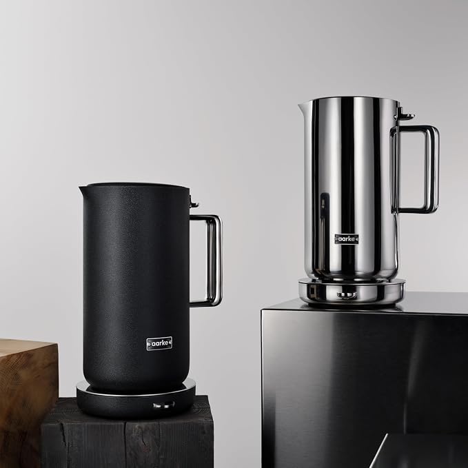 Aarke Kettle - Electric Stainless Steel Tea Kettle 1.2L (40oz), Matte Black | Temperature Control, Non-Drip Spout, Double-Wall Construction, Dry Boil Protection, Heat-Safe Handle, LED Cool-Down Indicator