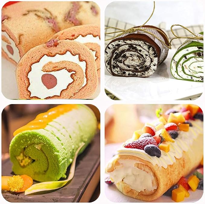 BAKER DEPOT 2 pcs Swiss Roll Cake Mat Pad Baking Tool Pastry Tools Silicone Nonstick Baking Rug Mat Silicone Mould