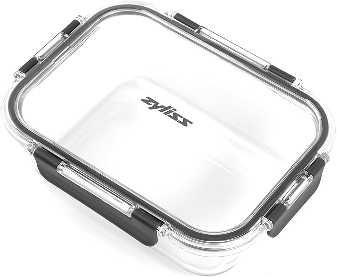Zyliss E981065 1L Glass Container, Shatterproof Glass, Airtight Food Storage Box with Sealable Lid, Microwave Safe, BPA Free, Freezer Safe, Fridge Storage, Food Container, 21cm x 16cm x 7cm
