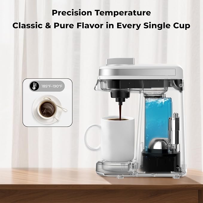 CHULUX Mini Single Serve Coffee Maker, Portable Pod Coffee Machine, White | Fast-Heating Boiler System, Single Cup Brewing, Portable Compact Design, Four-Hole Multi-Stream Needle, Adjustable Drip Tray