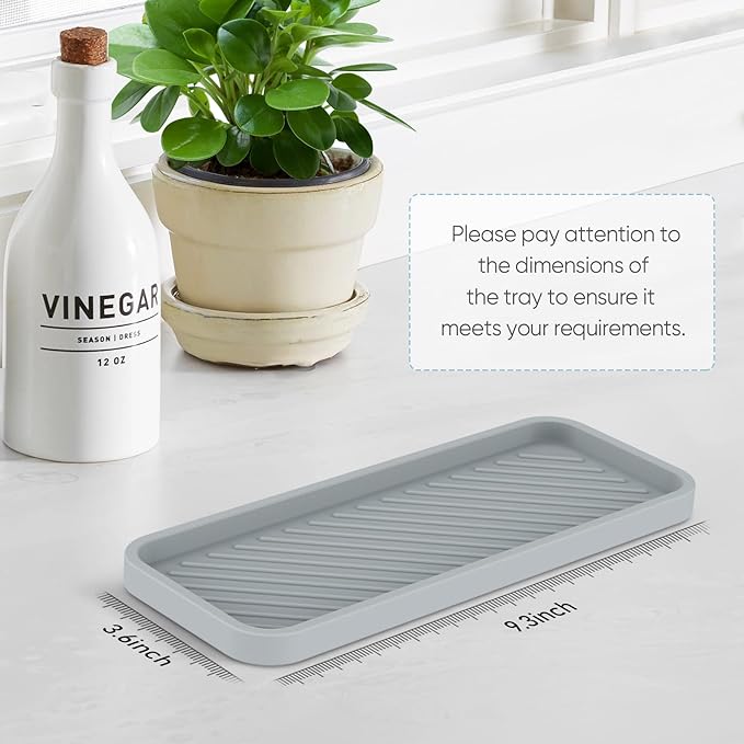 Kitchen Sink Organizer Tray,2 Pack Silicone Sponge Holder for Sink Bathroom | Silicone Soap/Sink/Drip Tray, Small Mats for Kitchen Counter, Soap Dish Tray for Dispenser Bottle, Dishwashing Accessories
