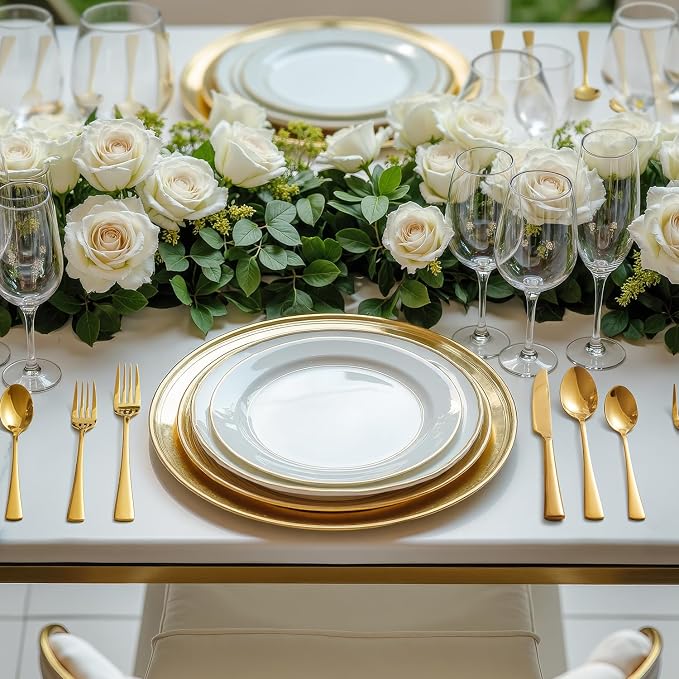 18/10 Flatware set for 8, 40 Piece Gold Stainless Steel Silverware Set | KINGSTONE Forged Flatware Cutlery Set, Mirror Polished Knives Fork and Spoon Utensils, Dishwaher Safe for Home Wedding Party