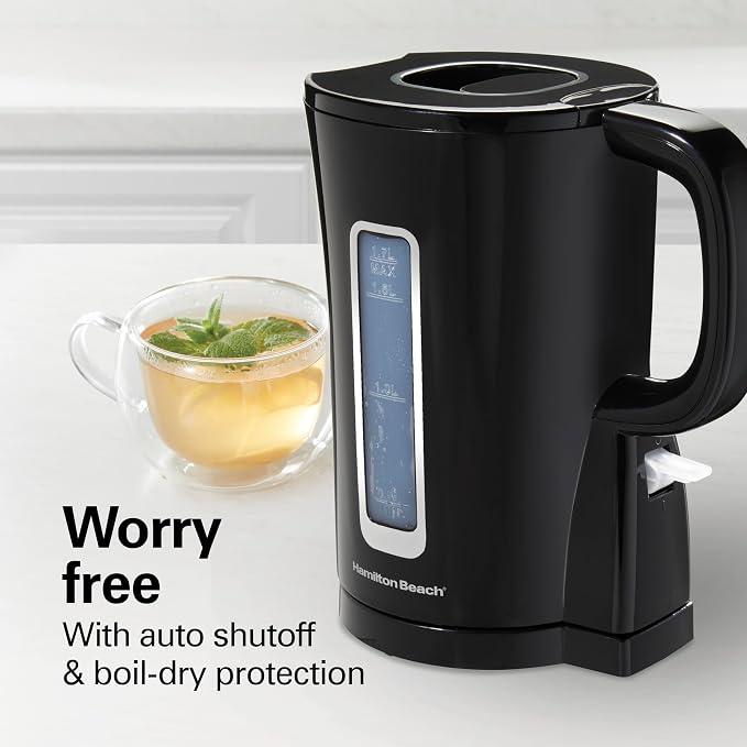 Hamilton Beach 1.7 Liter Electric Tea Kettle, Water Boiler & Heater | Fast Boiling 1500 Watts | BPA Free | Cordless Serving | Auto-Shutoff & Boil-Dry Protection | Black | 41038G