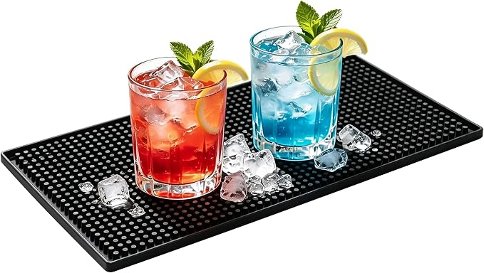 XieNie Bar Mat, 12"x6" Non-Slip PVC Mats for Home Coffee Bar Countertop | Versatile for Coffee Drinks Cocktail Makers, Keep Bar Counter Tops Neat Tidy, Dry Dishes Cups Glasses, Hand and Machine Wash