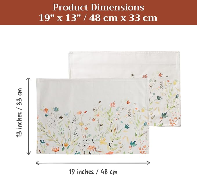 Maison d' Hermine Placemats Set of 4 Reusable 100% Cotton (13"x19") | Cloth Place Mats Washable Table Mats for Kitchen Dining Party Wedding Hotel Home Restaurant Spring Summer - Colmar