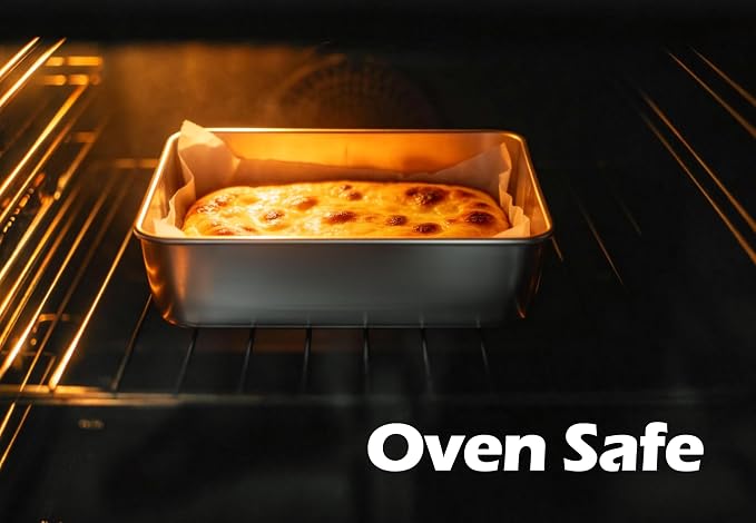Leonyo Non-Toxic 8x8 Stainless Steel Baking Pan Square Cake Pan, 8 Pack | Commercial-Grade Metal 8x8IN Pan Square Baking Dish For Brownie, Cornbread, Banana Bread, Lemon Bars, Dishwasher Safe
