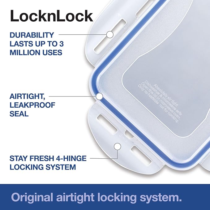 LOCK & LOCK Easy Essentials Pantry Food storage containers with lids/Pantry storage/Airtight containers, BPA free - Square - 11 cup - Great for Sugar, Clear, Square - 88 Ounce (Pack of 2)