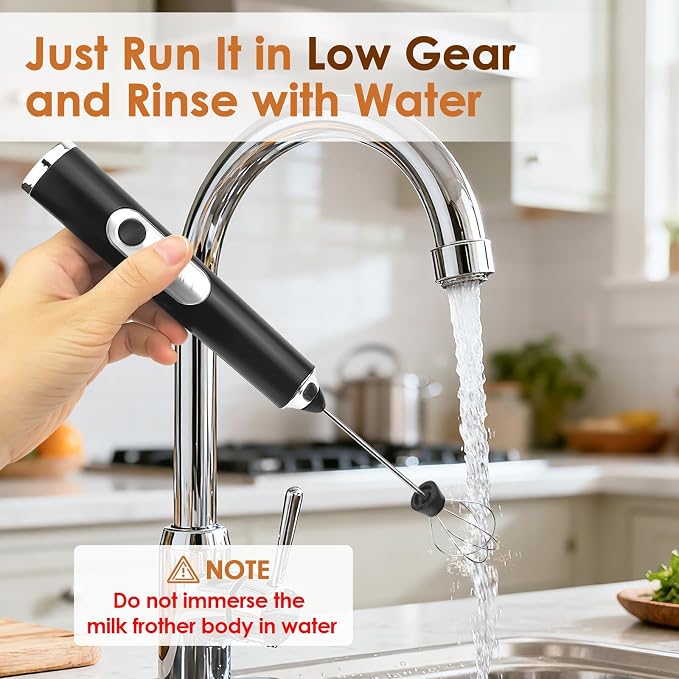 Handheld Milk Frother, Rechargeable Milk Frother, Coffee Mixer Wand, Black | Electric Drink Mixer with 2 Stainless Steel Whisks 3 Speeds, Frother Wand for Latte, Cappuccino, Matcha, Hot Chocolate, Egg