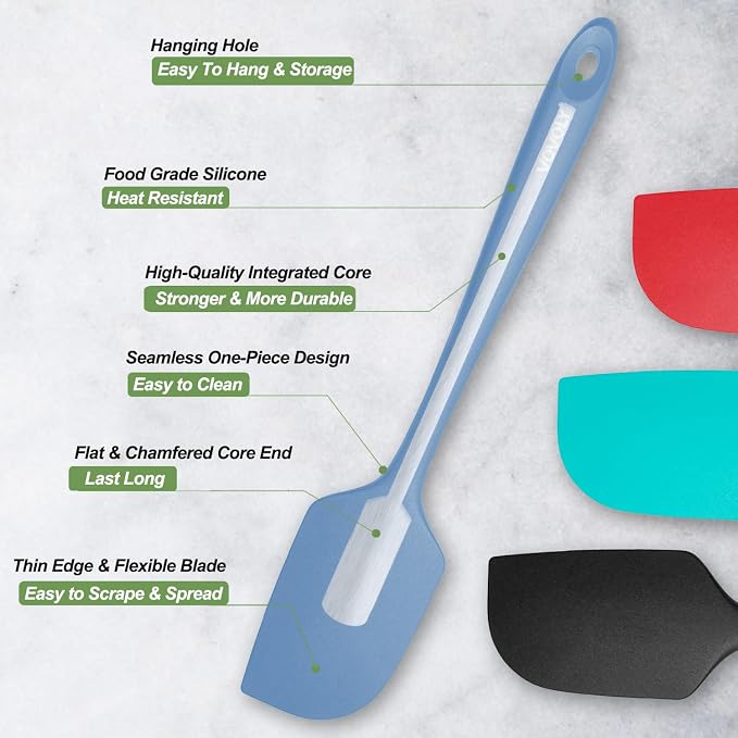 3 Pack Large Silicone Spatula for Kitchen,600°F Heat resistant Rubber Spatulas for Baking,Cooking, Scraping,and Mixing,Non Stick Kitchen Utensils, BPA Free, 11.2 IN, Starry Blue