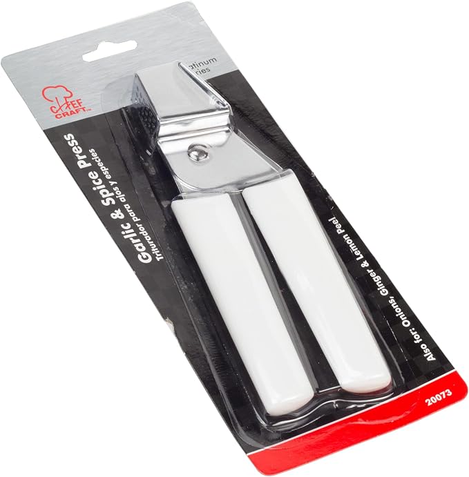 Chef Craft Classic Garlic and Spice Press, 6.88 inch, White and Chrome