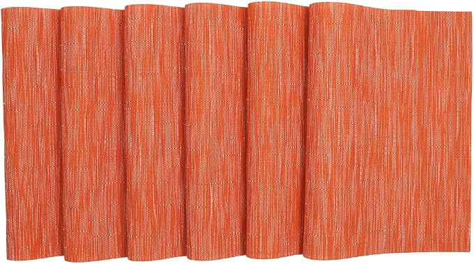 SHACOS Placemats Set of 8 Woven Vinyl Place Mats for Dining Table Wipe Clean Heat Resistant Washable Kitchen Table Mats (8, Orange)