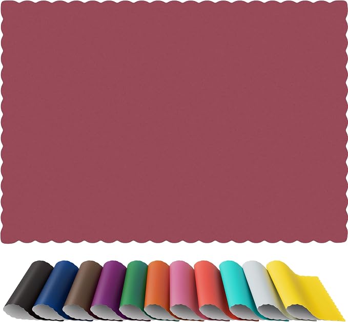 Paper Placemats - Disposable - Scalloped Edge (100, Burgundy)
