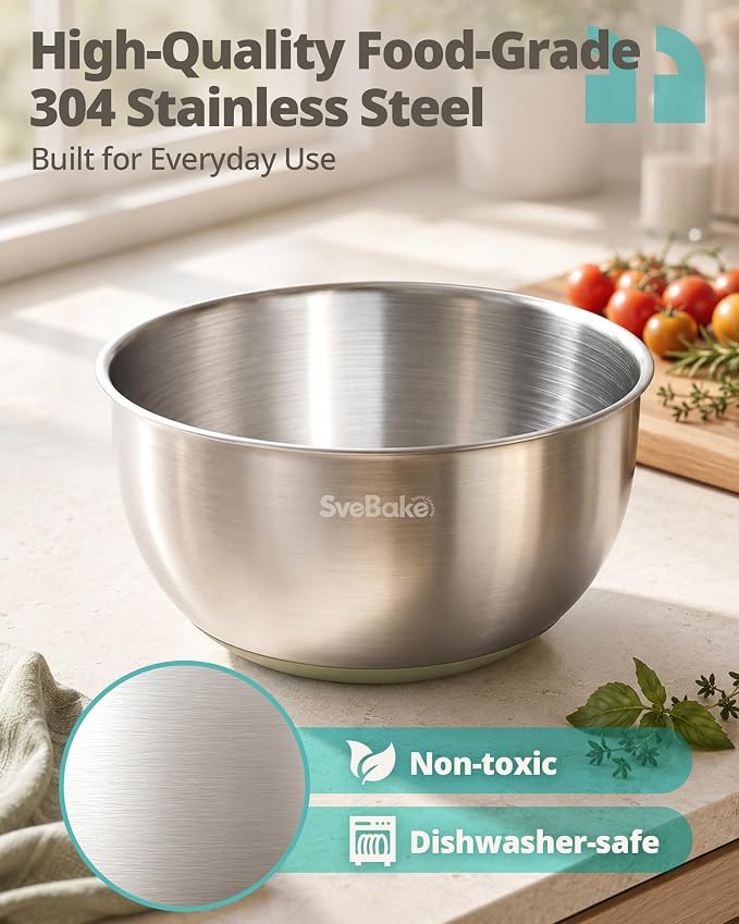 Stainless Steel Salad Spinner with Storage Lid, 5.3 Qt, BPA-Free | Quick Dry 4-in-1 Multi-Functional Lettuce Spinner, Drain, Stop Button, Fruit & Vegetable Washer, Non-Slip Base, Easy Clean