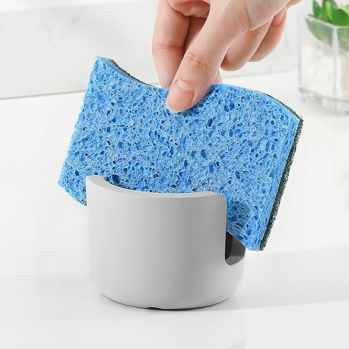 Luxspire Diatomite Sponge Holder for Kitchen Sink, Fast Drying, Light Gray | Diatomite Stone Material, Quick-Drying & Water Absorbing stone dish sponge, For Kitchen Sink Counter, Easy to Maintain