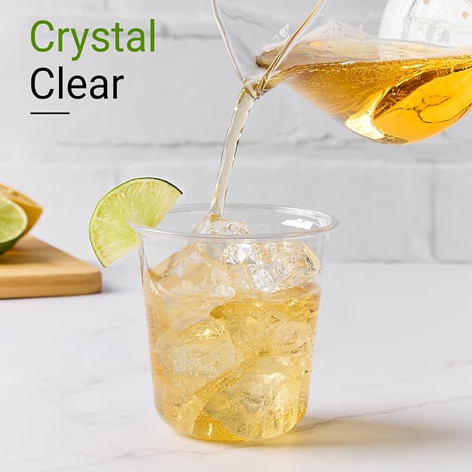 50 Pcs Round Bottom Plastic Cups, 12 oz Disposable Stemless Wine Glasses | Clear Plastic Cocktail Cups, Cold Drinking Party Glasses, For Wedding Gathering Birthday Meeting