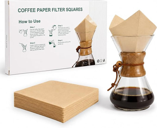 Pre-folded Natural Unbleached Coffee Filters - 50 Pack, Compatible with Pour-Over Coffee Makers (Brown)