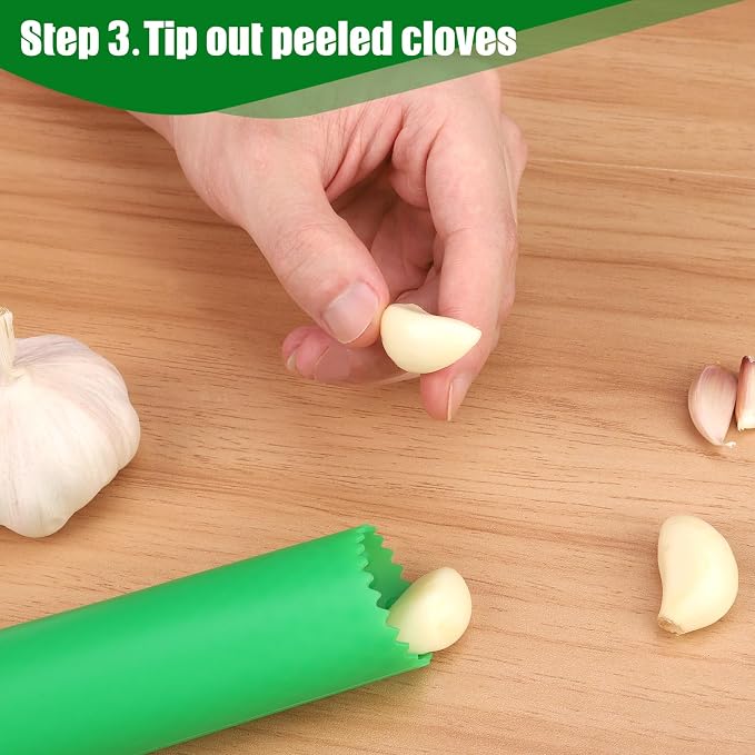 Sinnsally Garlic Peeler Skin Remover Roller Keeper,Easy Quick to Peeled Garlic Cloves with Silicone Tube Roller Garlic Peeling Kitchen Tool (5 Colors)