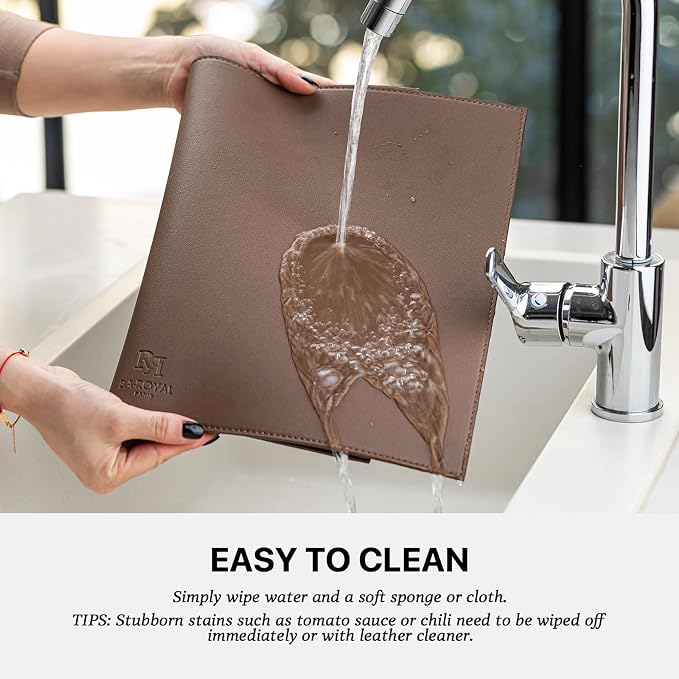Baroyal Faux Leather Placemats Set of 4 Vinyl Washable Wipeable Table Mats for Kitchen Dining Table Heat Resistant Waterproof Modern Indoor/Outdoor Placemats Non-Slip Easy Clean Place Mats (Chocolat)