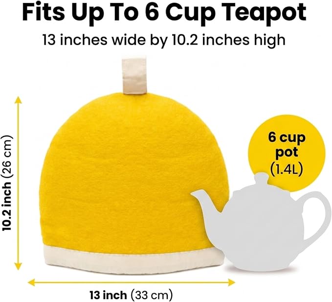 Glaciart One Wool Teapot Cozy Kettle Cover | Dome Shaped Large Tea Cosy, Kettle or French Press | Handmade & Needle Felted from Natural Wool | Warms Up to 2 Hours | Great as Gift