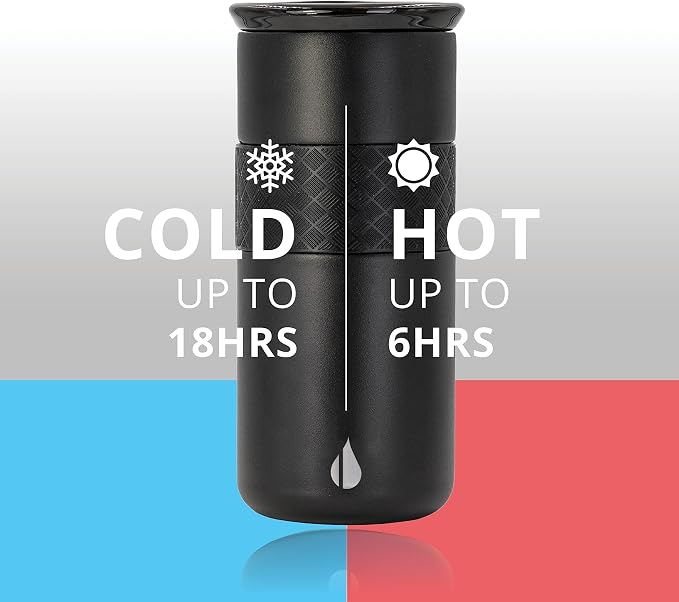 Elemental Artisan 16oz Triple-Wall Insulated Coffee Tumbler w/Ceramic Lid | Triple Wall Coffee Travel Mug, Reusable Stainless Steel Coffee Tumbler; Thermal Coffee Cups for Hot (6 Hrs) & Cold (18 Hrs)
