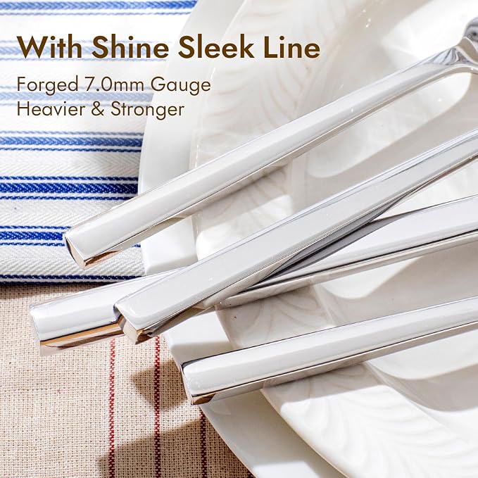 Silverware Set for 6, 30 Piece Flatware Set, Stainless Steel | Square Handles, Mirror Polished, Dishwasher Safe, Sturdy, for Home Kitchen, Weddings, Parties & Housewarming