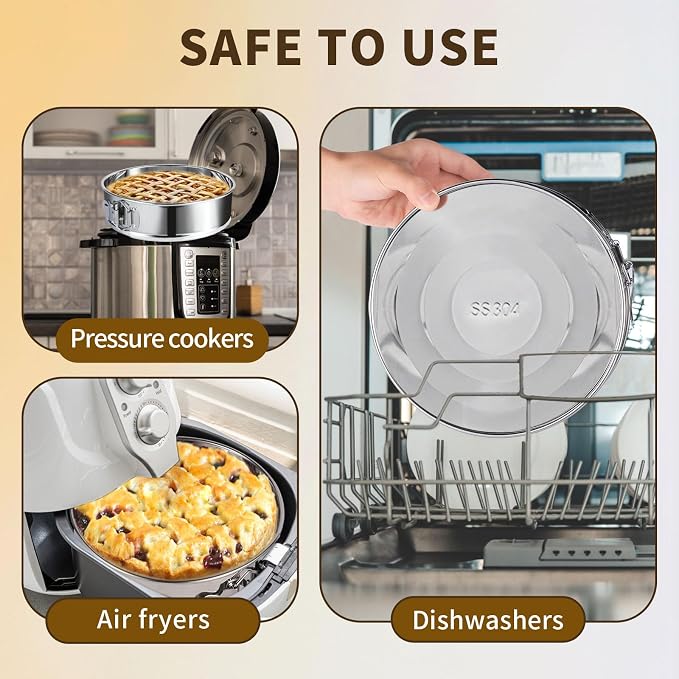 4-7-9 Inch Stainless Steel Springform Cheesecake Pan Set of 3 | Food Grade, FDA Food Contact Safe, Dishwasher Safe, Removable Bottom, Comes with Parchment Paper & Silicone Base Protector