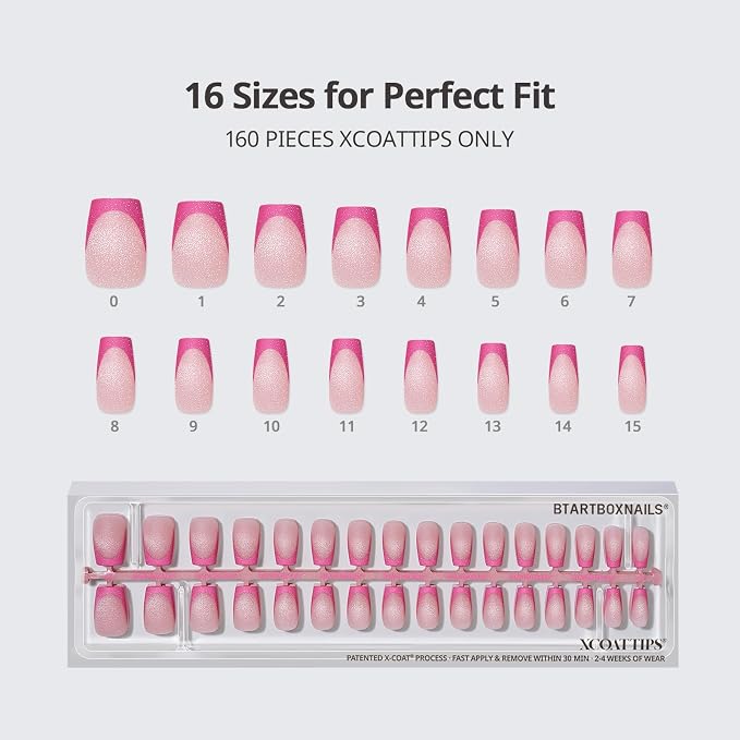 BTArtboxnails XCOATTIPS Pastel French Tip Press On Nails, S Coffin, Cat Eye | Lamp-Curable 4-Week Wear, Salon Quality Value at Home, Natural Nail Look, Easy-to-Apply for Beginners, 160ct Nail Tips Only