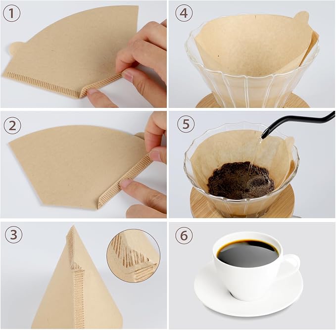 Coffee Filters #2, 200Pcs Unbleached 2 Cone Filters Paper | Natural Wood Pulp, Disposable, Tear Resistant Coffee Filter for Pour Over and Drip Coffee Maker
