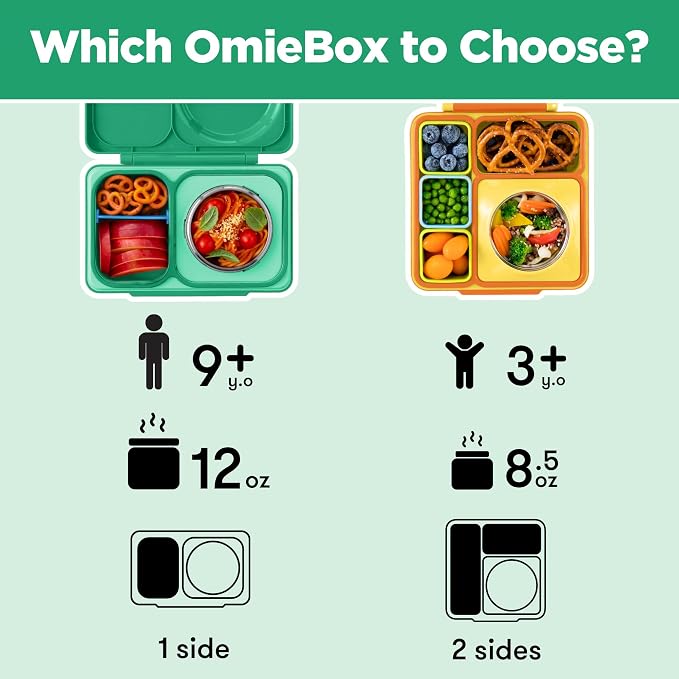 Omie OmieBox UP Kids Insulated Bento Box, Jade Green