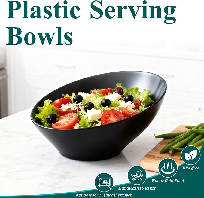 Bestluck 20 Oz Black Plastic Party Bowls, 12 Pack | Disposable Snack Bowls for Chips, Candy, Salad, Snacks & Fruit, Perfect for Parties, Buffets & Everyday Use