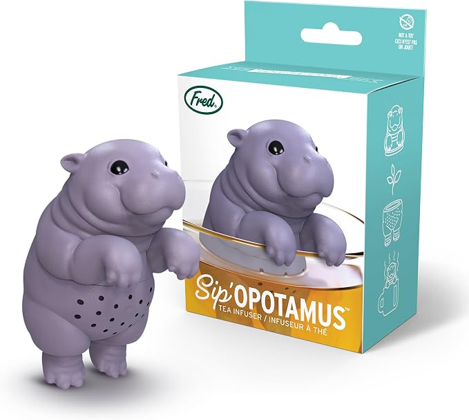 Genuine Fred SIP'OPOTAMUS Baby Hippo Tea Infuser – Moo Deng Inspired Design - Loose Leaf Tea Strainer - BPA-Free Silicone - Dishwasher Safe - Cute and Functional Gift