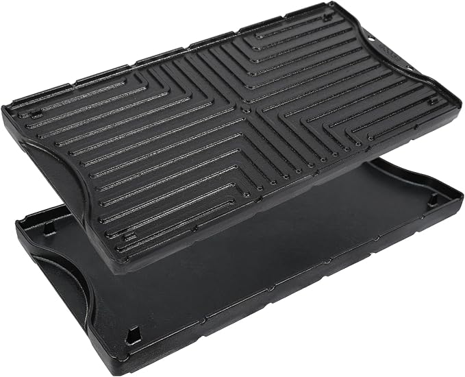 Utheer Ceramic Reversible Griddle for Coleman Cascade & Triton, 17.4 x 8.5 | Flat & Ribbed Camping Griddle with Ceramic Nonstick Surface, Built-In Storage Fit & No-Wobble Base, for 2-Burner Camp Stoves