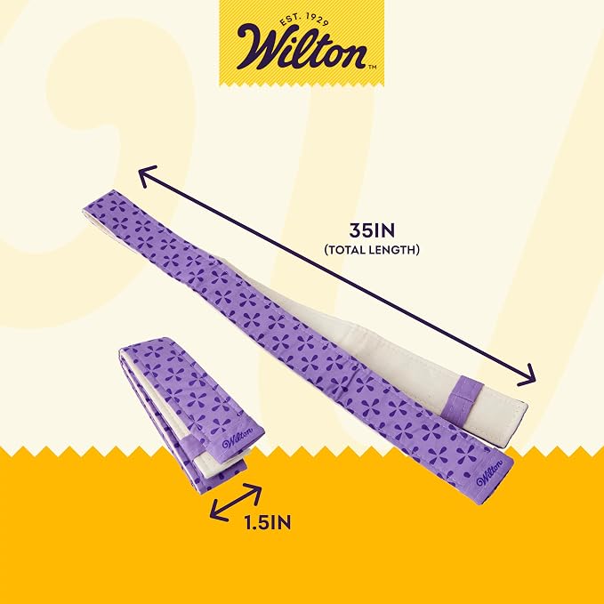 Wilton Bake Even Cake Strips, Level Cakes, 2-Piece Set | Absorbent Cake Strips Wrap Around Pans to Prevent Domed Tops & Cracked Edges for Moist, Evenly Baked Level Cakes