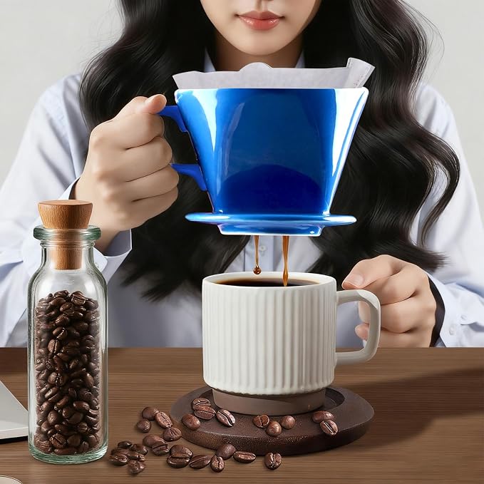 Ceramic Pour Over Coffee Dripper, V-Shaped Coffee Filter Cone | Brews rich, balanced coffee with a 3-hole design for smooth extraction and consistent flavor in every cup.
