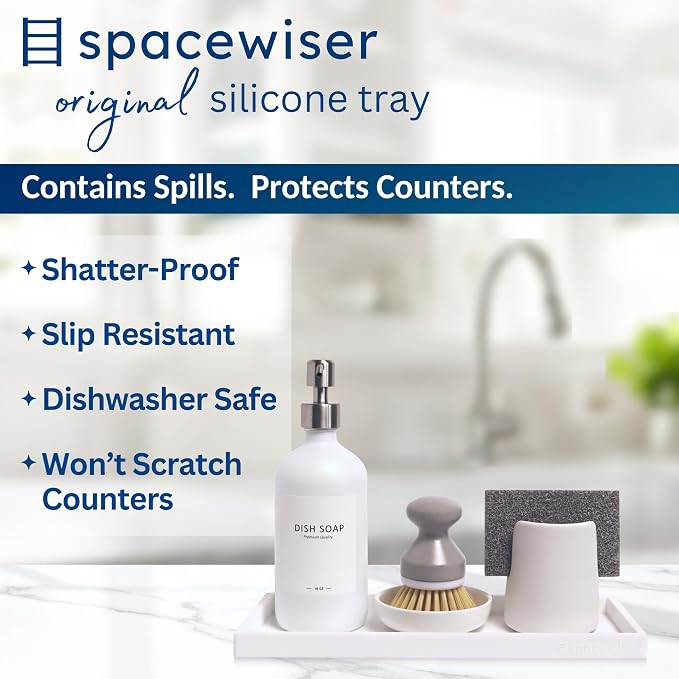 Silicone Countertop & Vanity Tray – 11.7” Bathroom Counter Tray | Bathroom Tray, Bathroom Tray Countertop, Tray for Bathroom Counter, Silicone Kitchen Tray for Counter & Countertop Organizer