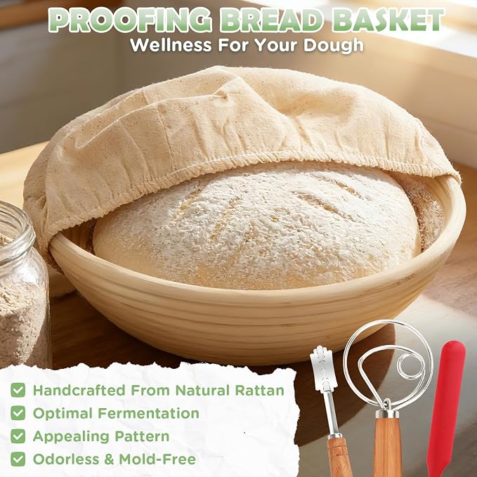 Enameled Cast Iron Dutch Oven Pot with Lid, 5QT Dutch Oven for Bread Baking | Round Bread Oven, Sourdough Bread Baking Supplies, Banneton Bread Proofing Basket, Starter Jar, Lame, Oven Safe up to 500°F