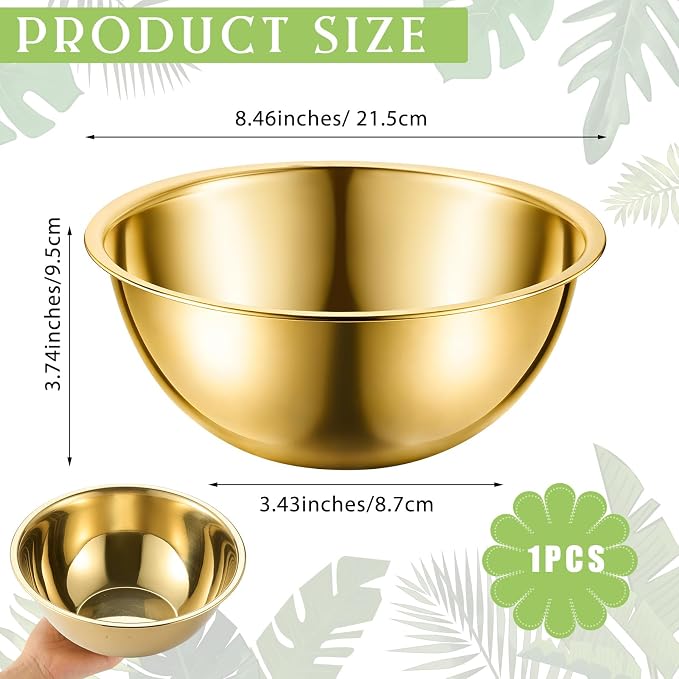 Teenyyou 1 Pcs Large Stainless Steel Esthetician Bowls 8 Inch Gold Facial Bowls Mask Mixing Kit for Women Spa Home Esthetician Supplies Use